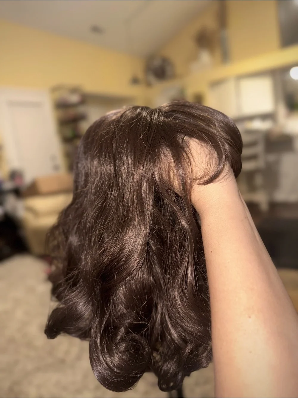 Dark Brown Women’s Shoulder-Length Wavy Wig - Unbranded